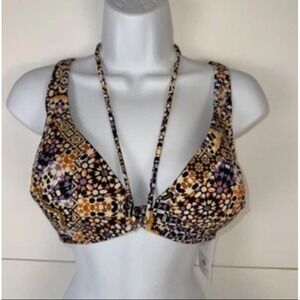 NWT 34 C Shade & Shore Bikini Swim Top Multicolor Women's Lined Padded